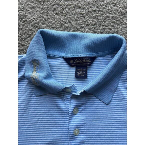 Brooks Brothers Polo Shirt Large Adult Blue Golf Stretch Performance Knit Mens L - Picture 2 of 5